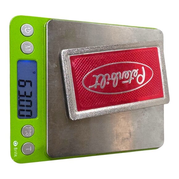 Vintage Peterbilt Chrome & Red Enamel Rectangle Belt Buckle Signed Fisher Retro - Picture 6 of 6